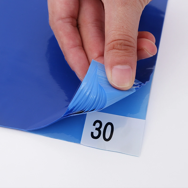 Los proveedores de China 30 capas de color azul/blanco de PE de sala limpia la superficie de la ESD esteras pegajosas adhesivo