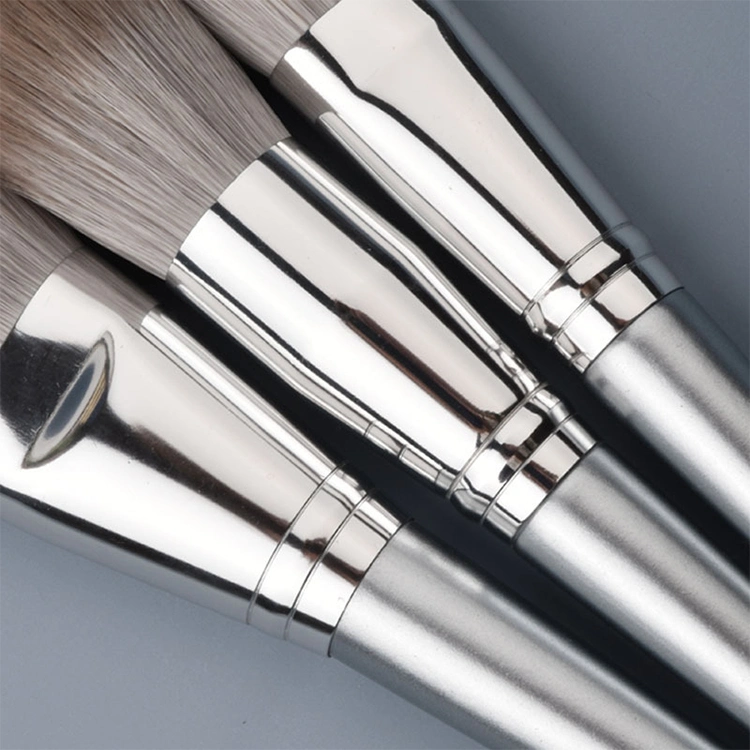 14 PCS Synthetic Hair Makeup Brushes OEM ODM Cosmetic Brush Manufacture Silver Handle