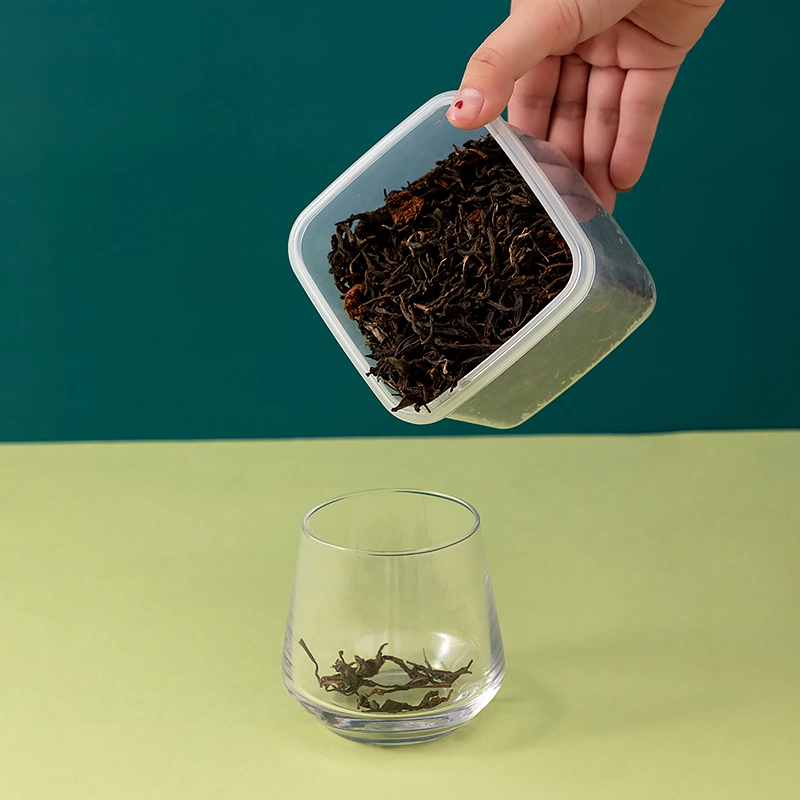 Cocina transparente de plástico de alta calidad del café té Organizador de la caja de almacenamiento de contenedores de alimentos PP Jarra con asa