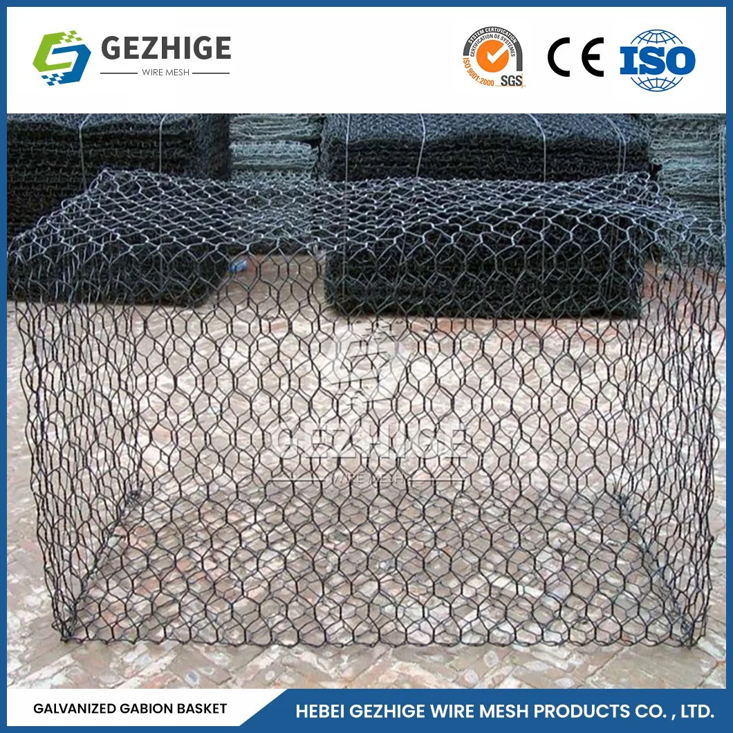 Gezhige 100X120 mm Gabion Wire Suppliers 2.0-4.0mm Wire Thickness PVC Coated Metal Wire Gabion China 2.0*1.0*0.5 M Gabion Wire Mesh Box