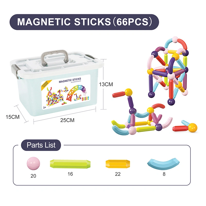 Baby Brain Training Stem Stacking Toys Plastic Magnet Balls and Sticks Kit Montessori Toys Magnetic for Kids Juniors Toddlers