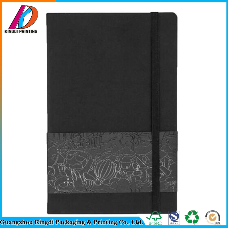 Capa Dura China Leather Pocket Notebook com faixa elástica