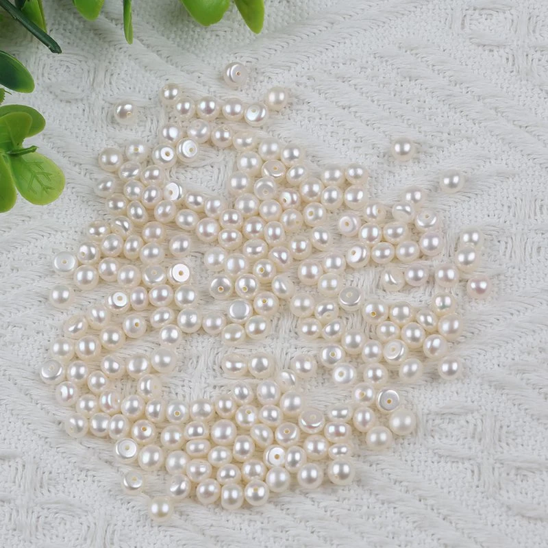 5-5.5mm White Button Shape Loose Pearl for Jewelry Making