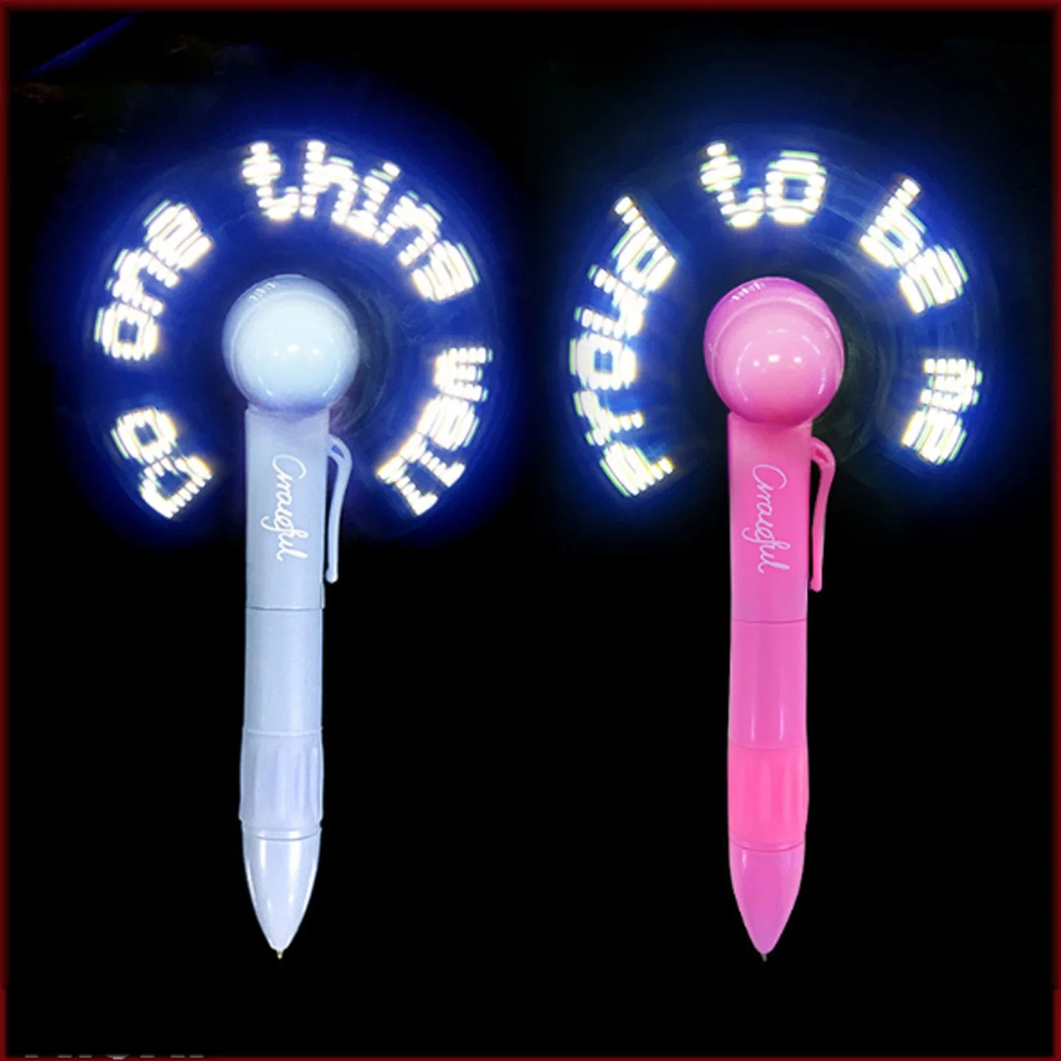 LED Light up Handheld Battery Operated Fan Ink Ballpoint Pen