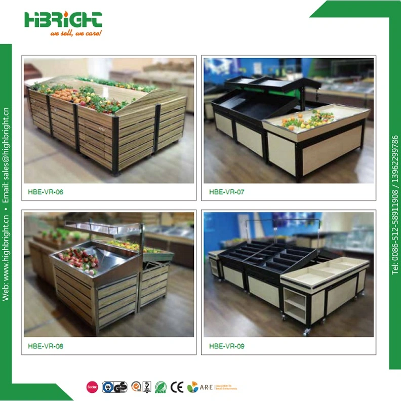 Supermercado de madera de metal Frutas y hortalizas Display Rack