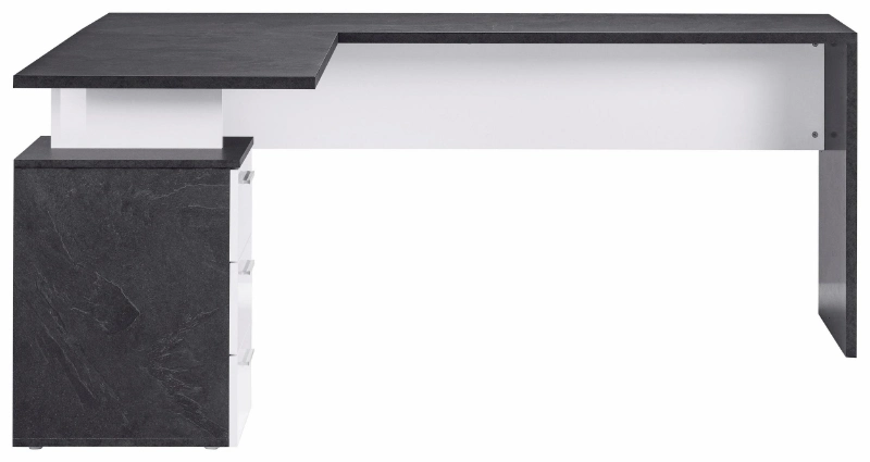 Escritorio de ordenador de madera negra con armario de 3 niveles, mesa de ordenador portátil