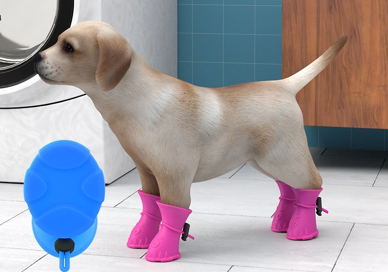 2023 Cute Dog Puppy Rain Snow Boots Candy Colors Rubber Waterproof Anti-Slip Pet Shoes Boots