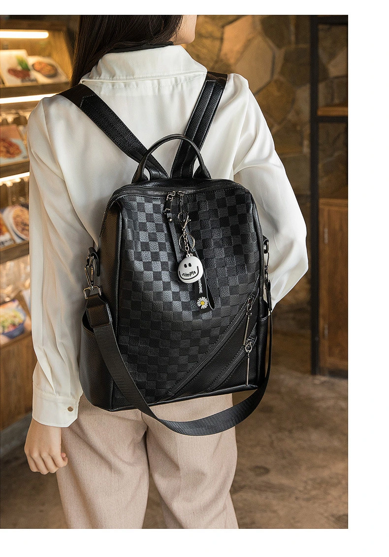 Wholesales Factory Designer New Checkerboard Laptop Beautiful Women Fashionable PU Advanced Niche Designer Ladies Travel I-Mac Large Capacity Lady Backpack