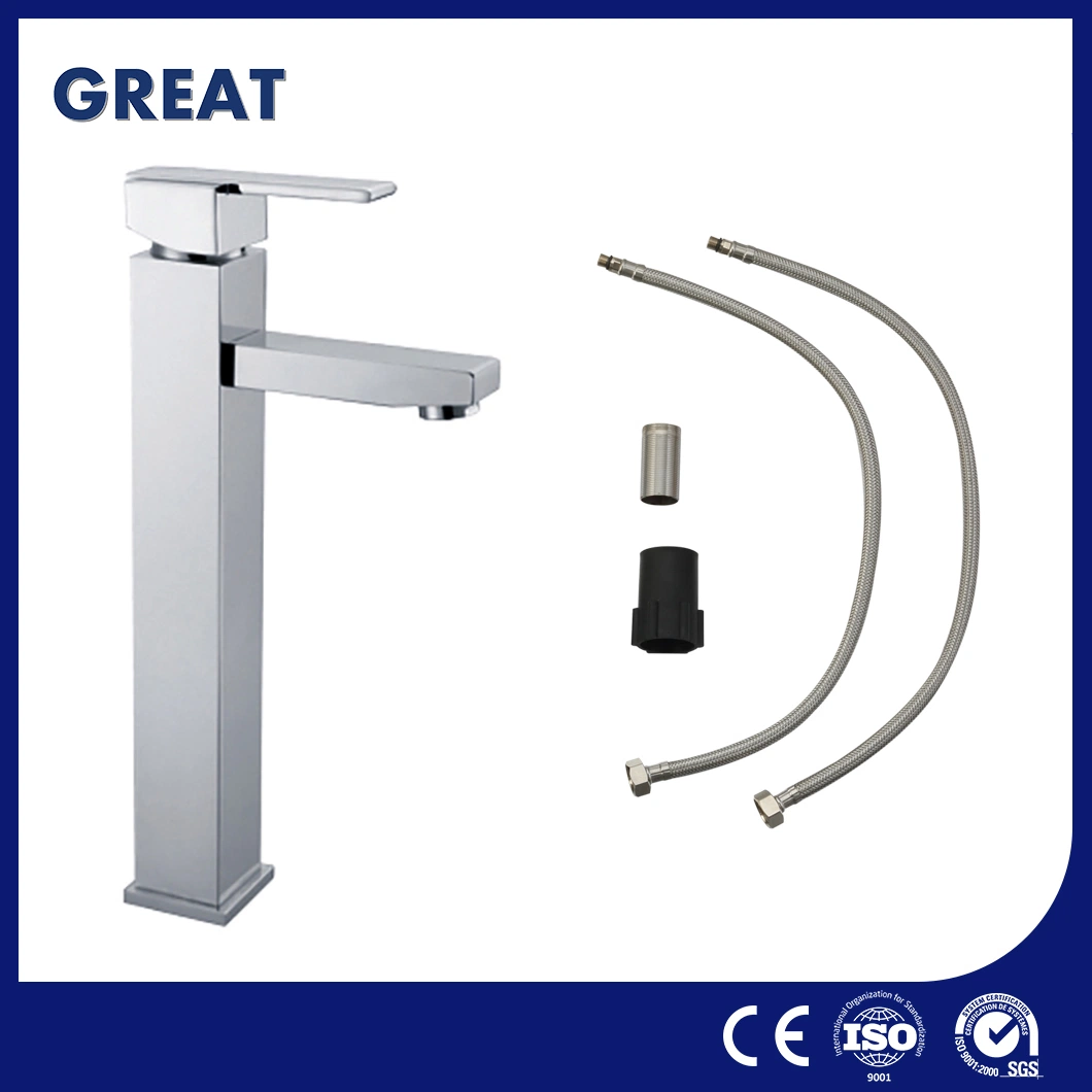 Great Bathroom 3-Hole Faucet Suppliers Utility Sink Faucets Gl311A30 Chrome High Single Lever Basin Faucet China Health Hot and Cold Water Tap for Wash Basin