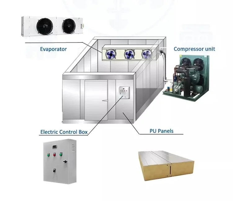 Montar la cámara frigorífica de mosto de uva de acero inoxidable de fruta congelada Habitación puerta corrediza de almacenamiento en frío portátil Personalizar