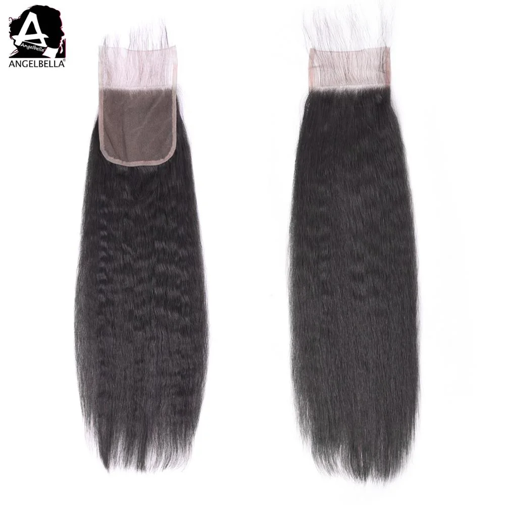 Angelbella New Styles 4X4 Lace Closures Kinky Straight Remy Human Hair Closures Wholesale Mink Raw Virgin Brazilian Hair