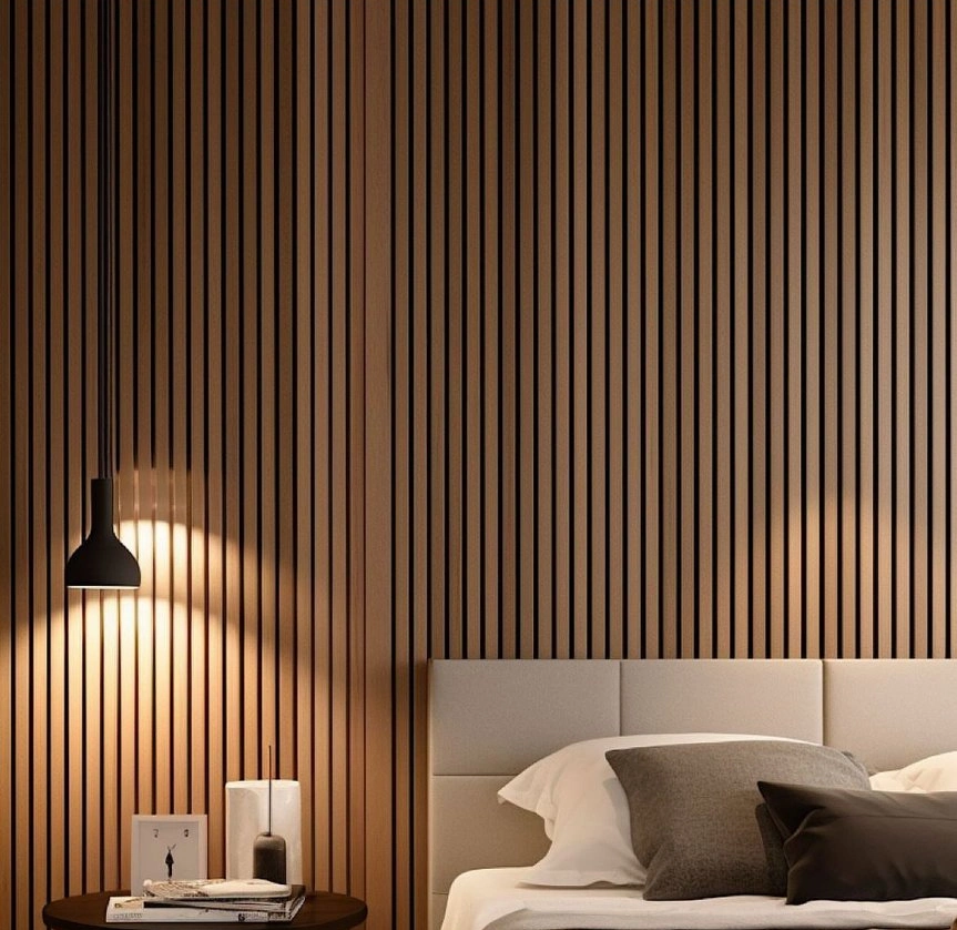 Slat Pattern Wood Felt Acoustic Panel Wall Ceiling Interior Decorated Sound Absorption