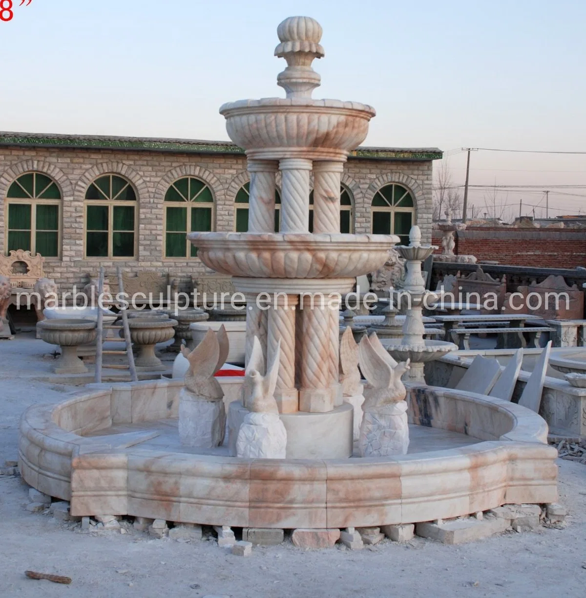 Exquisite Style Hand Carved Outdoor Stone Marble Water Fountain (SYF-025)