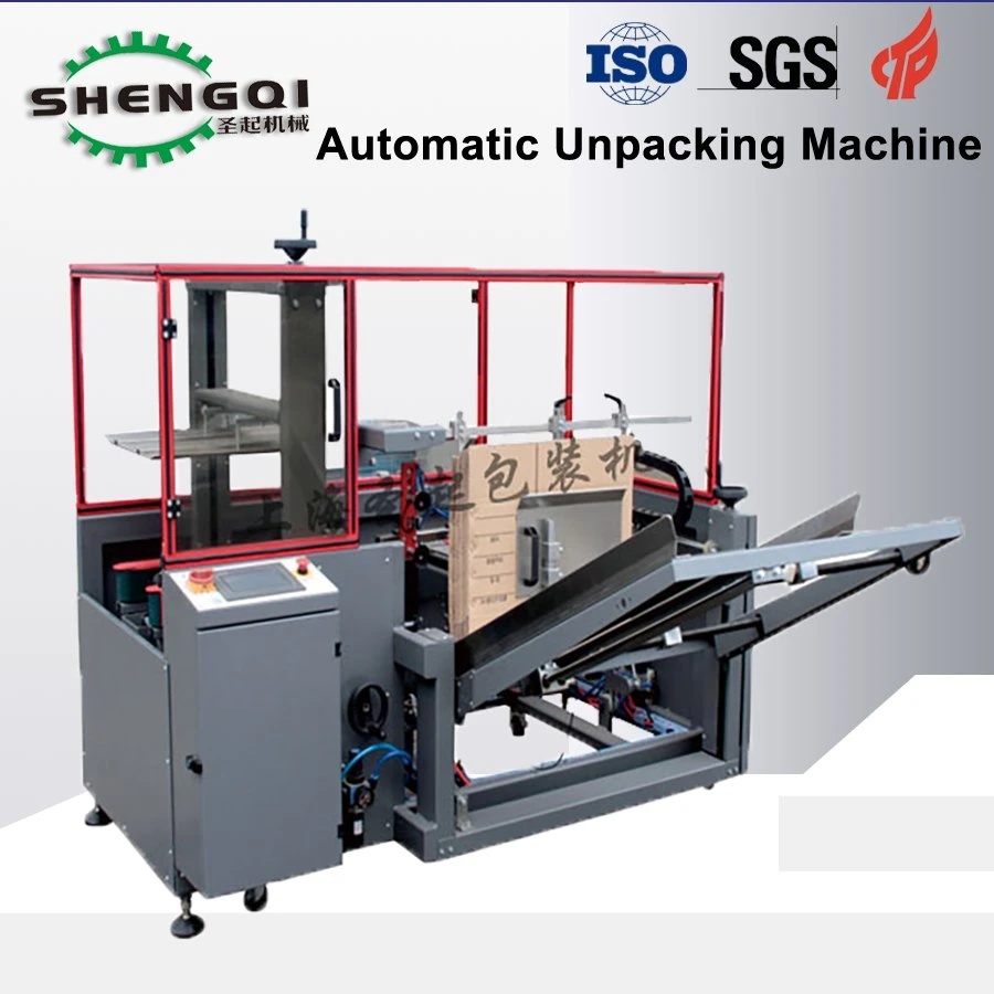 Automatic High Speed Tape Sealing Vertical Type Case Carton Corrugated Box Unpacking Machine