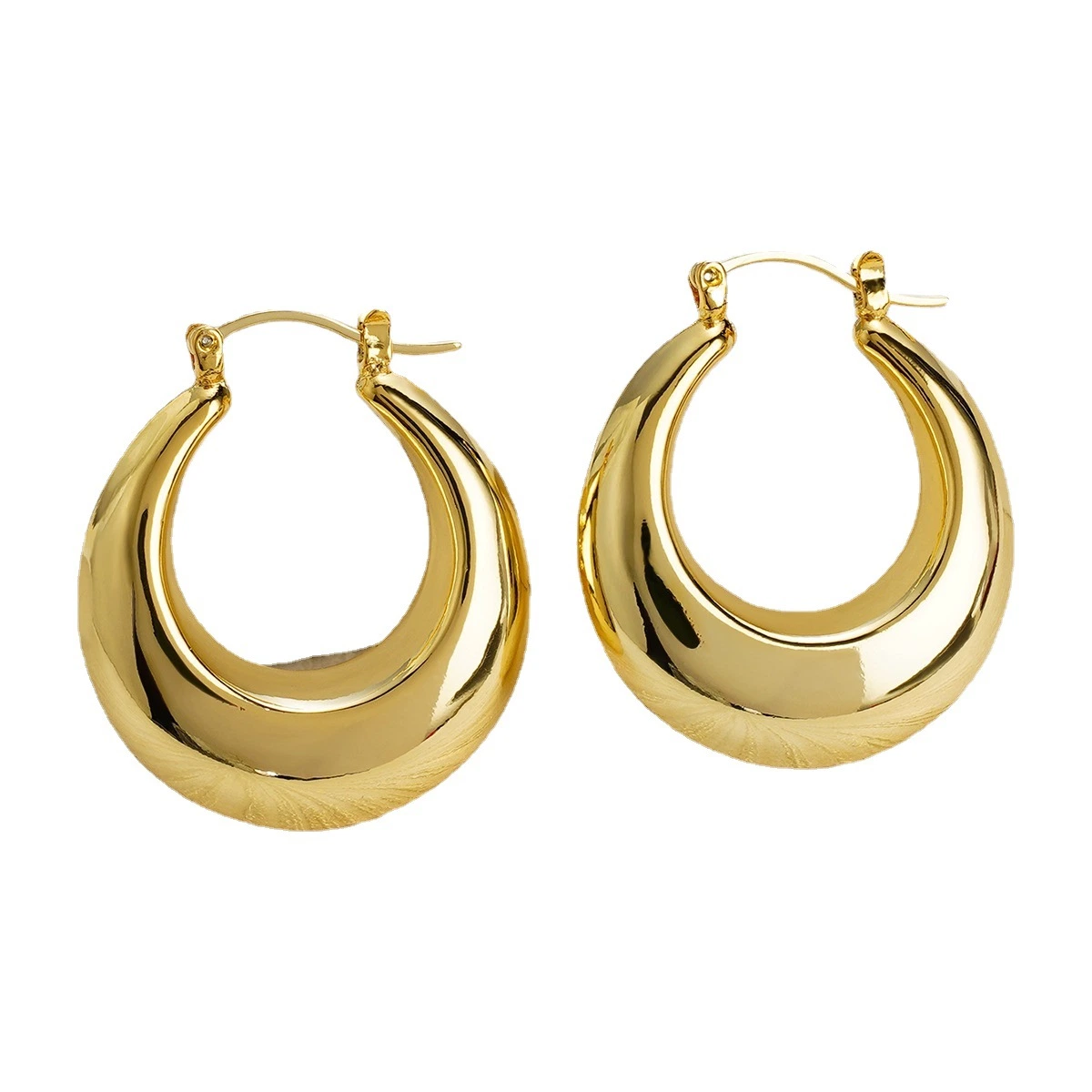 Amazon Shiny 18K Gold Plated Chunky Tubular Hoop Earrings Women