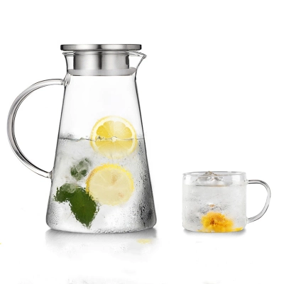 2023 1800ml Heat Resistant Borosilicate Glass Water Pitcher Set Glass Jug