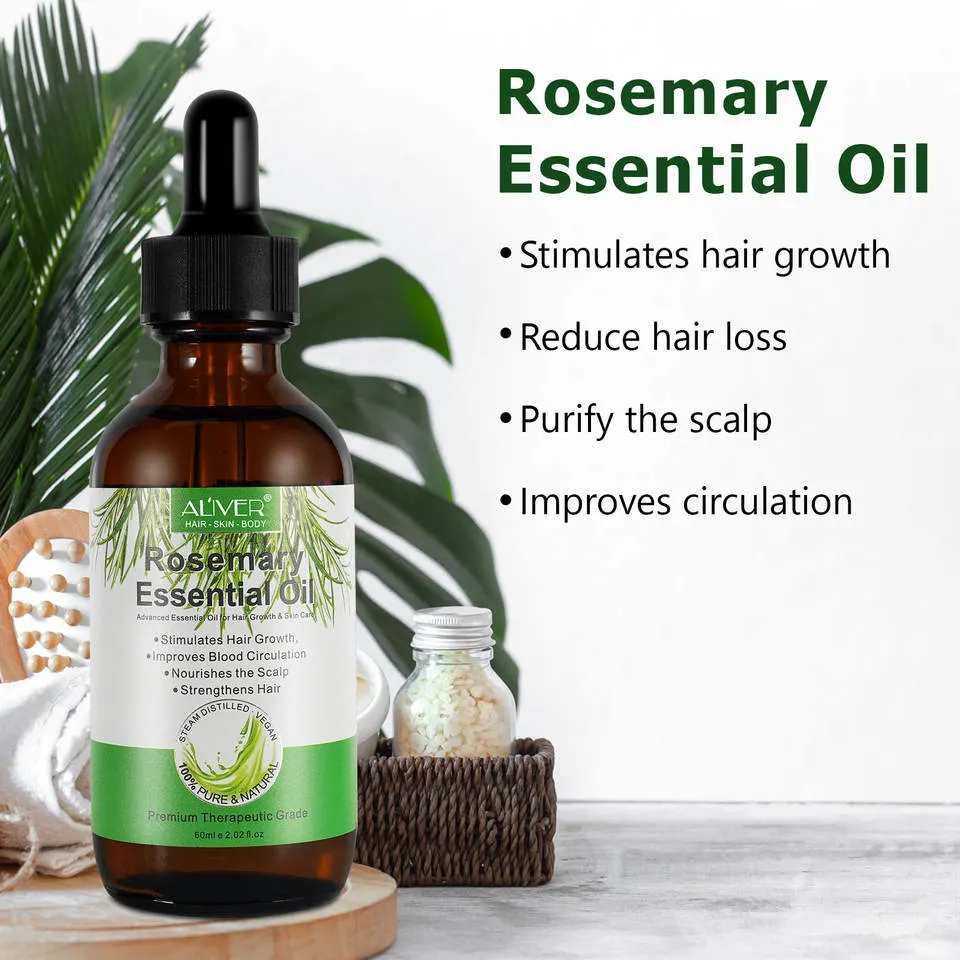 Label privé naturel biologique Rosemary Essential Oil femmes cheveux noirs Produits d'entretien
