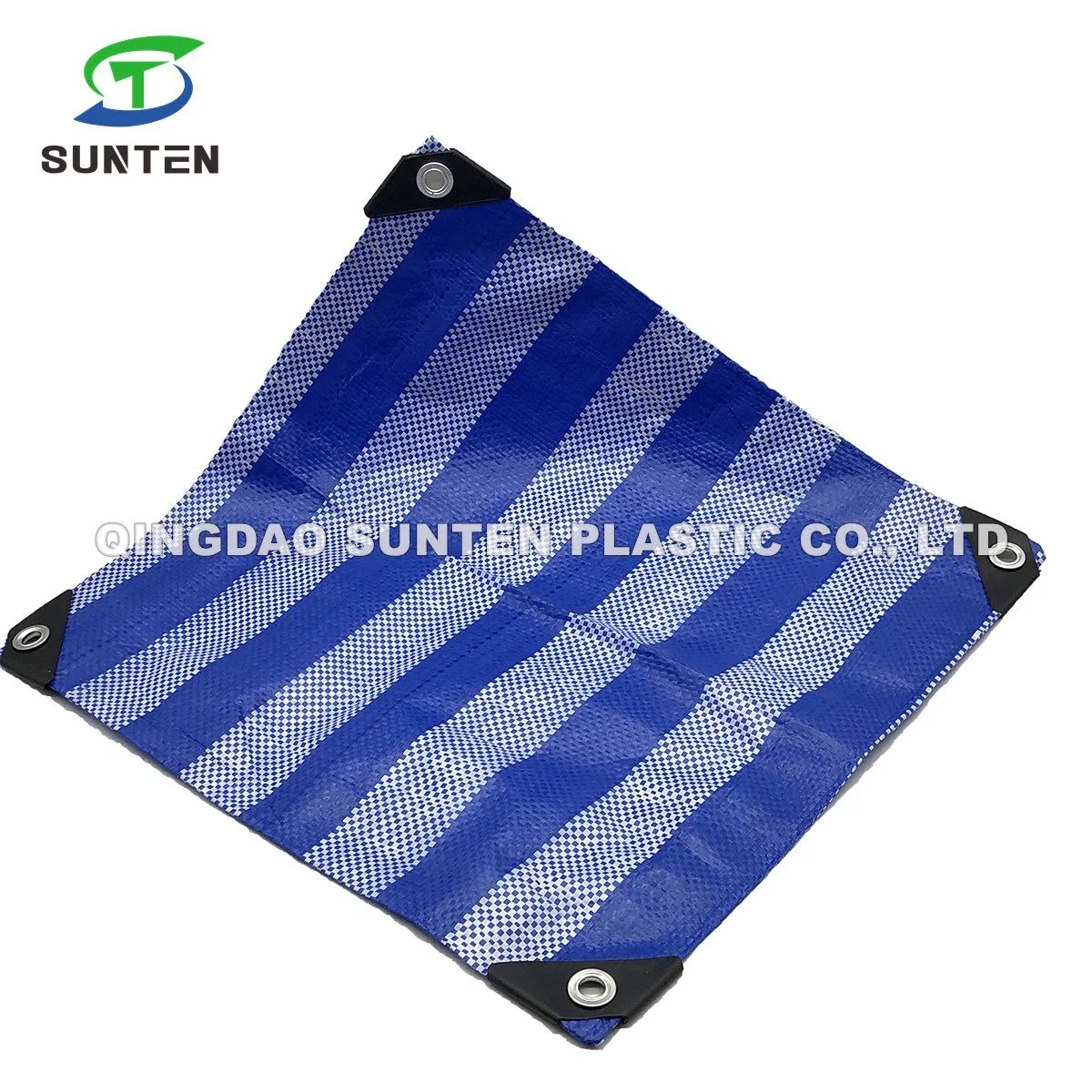 Blue White Stripe Waterproof/UV Resistant Plastic/PP/PE/Polypropylene/Poly Canvas Sheet for Thailand, Myanmar, Taiwan, Hongkong