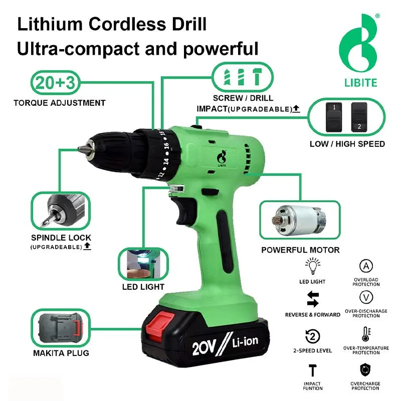 Werkin 20V Lithium Battery Powered Cordless Impact Drill