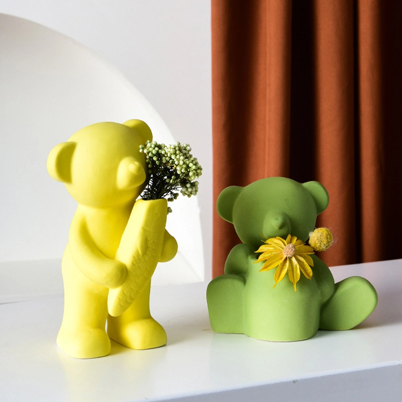 Decoração home possui estátuas cerâmica decoração pequena vaso decoração varanda Sala de estar luz Luxo violento urso TV decoração armário