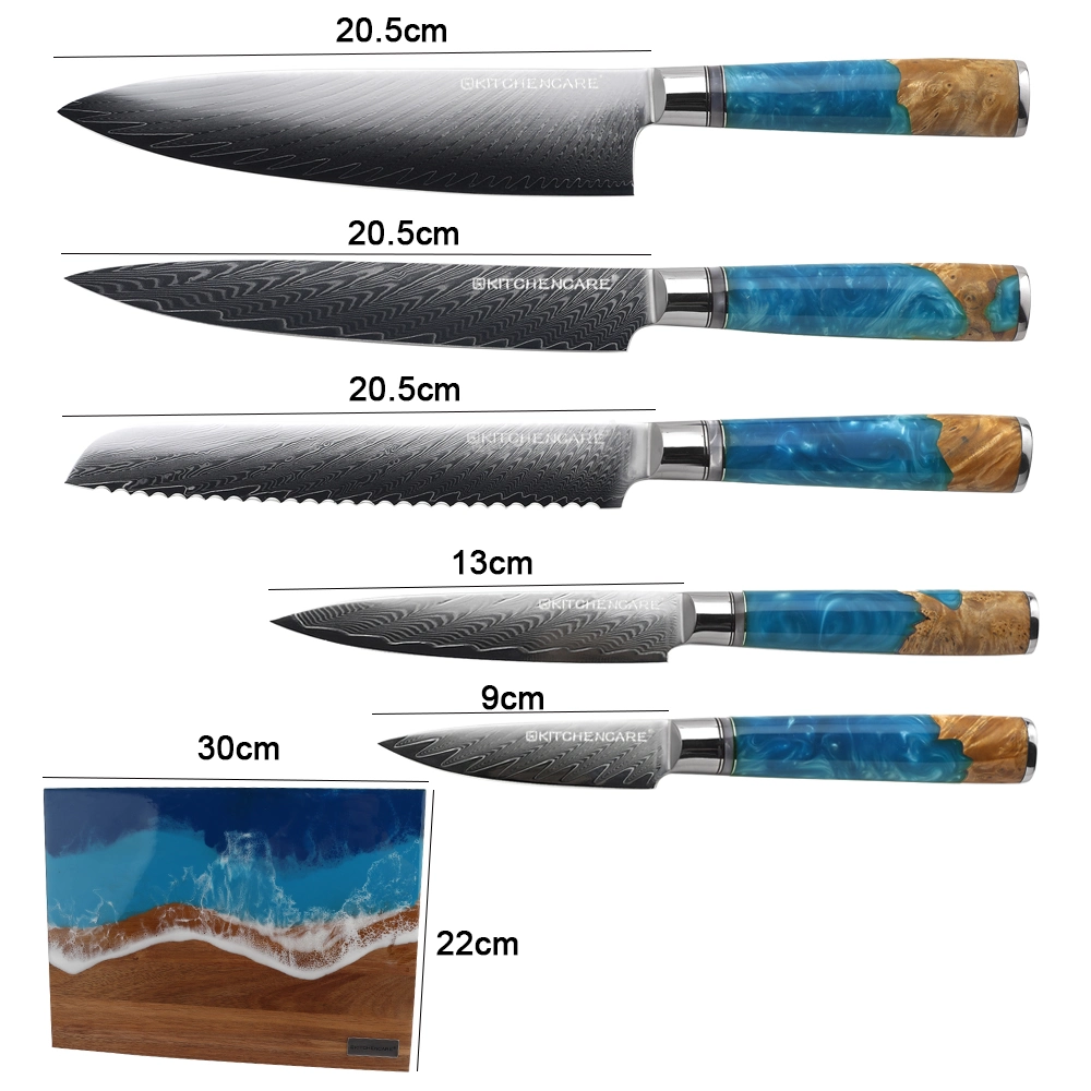 Conjunto de BLOCOS de facas HIP-Home, 6 PEÇAS, conjunto de chaves de caixa, cozinha com facas Damasco Conjunto de facas