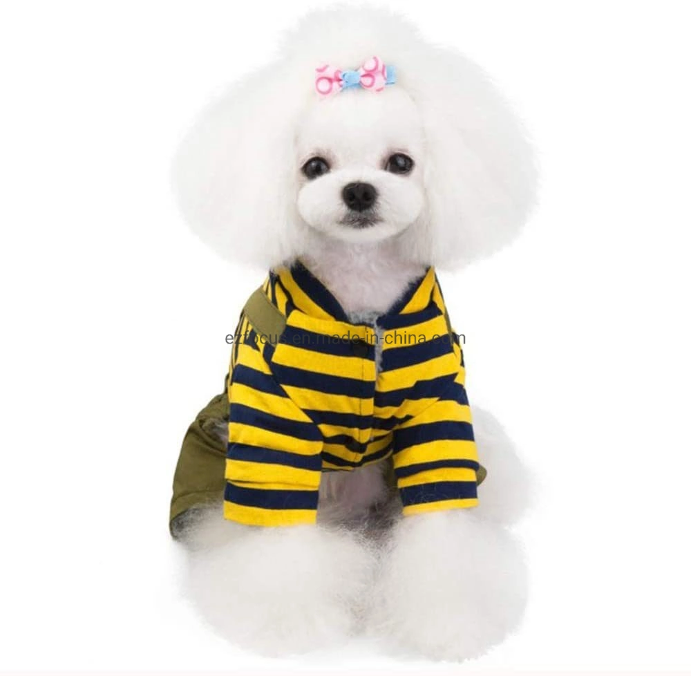 Puppy Strip Cotton Shirt Jumpsuit Winter Pet Dog Fleece Jacket Coat Warm Cute Dog Coat Clothes Apparel Wbb12446