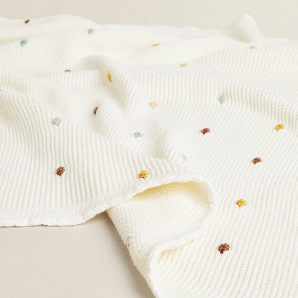 New Design Super Soft Hollow Small Holes Fashion Cotton Pointelle Chunky Organic Knit Baby Blanket