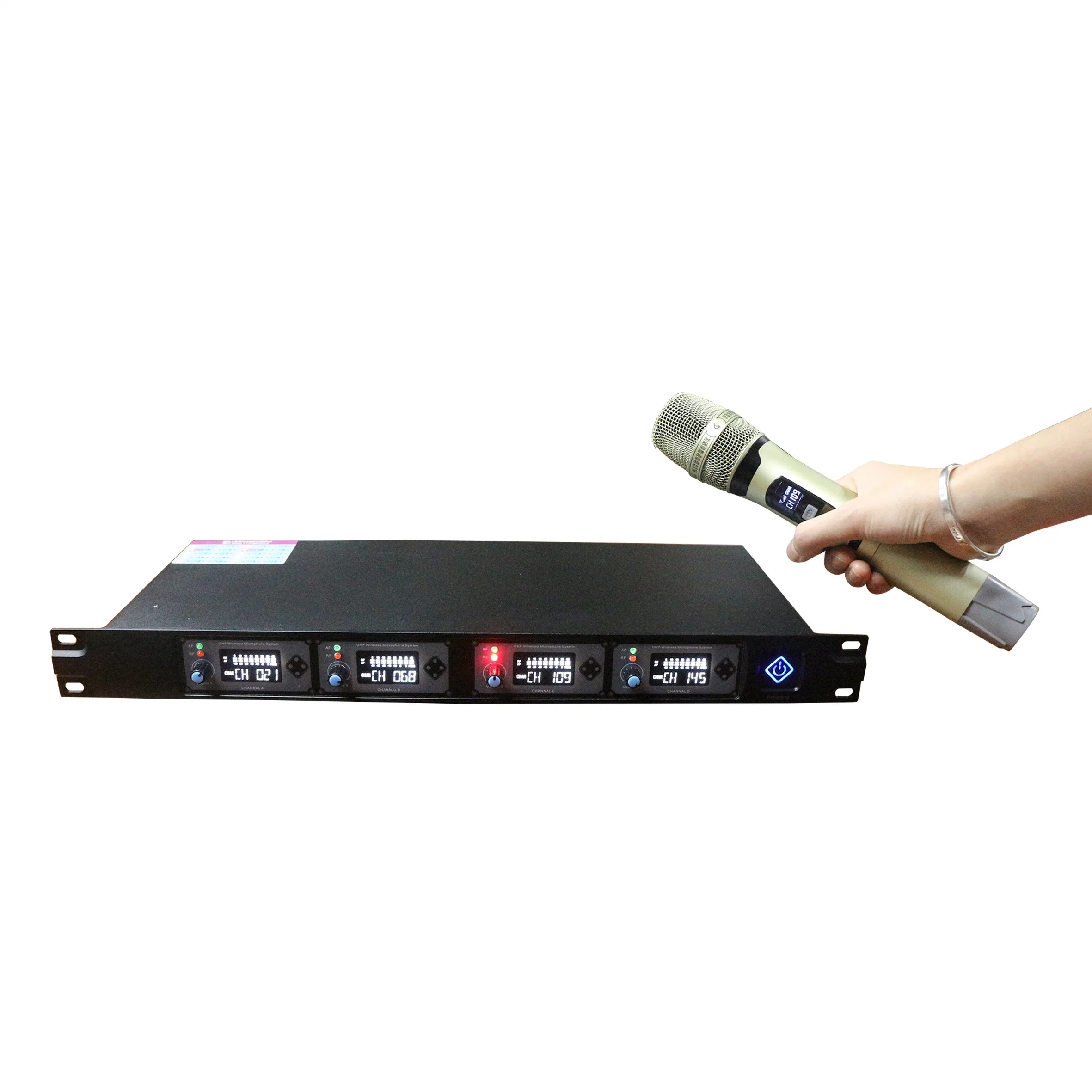 Wm 4 Channel Handheld Wireless System Features Efficient RF Performance Standard UHF with 4 Wireless Microphones Bluetooth Microphone and Amplifier