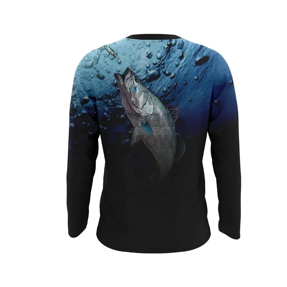 Protección humedad que absorbe ropa de pesca Hombre de manga larga malla Pesca Camisas