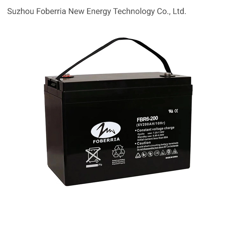 Maintenance Free Deep Cycle Gel Solar Battery Inverter 6V200ah Lead Acid Rechargeable Storage Battery