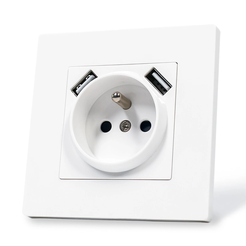 European Standard Single French Socket with Double Type a USB