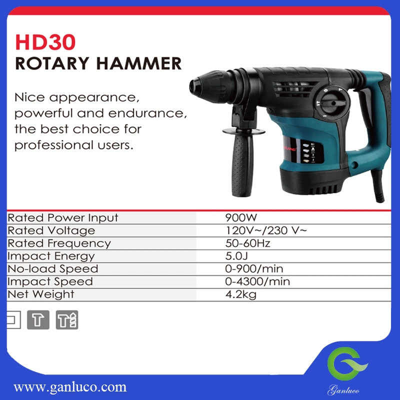 Electric Drill Power Tool 900W 5.0j Rotary Hammer HD30