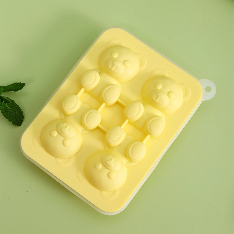 4 Cavity 3D Cute Bear Ice Cube Tray for Milk Tea Whisky