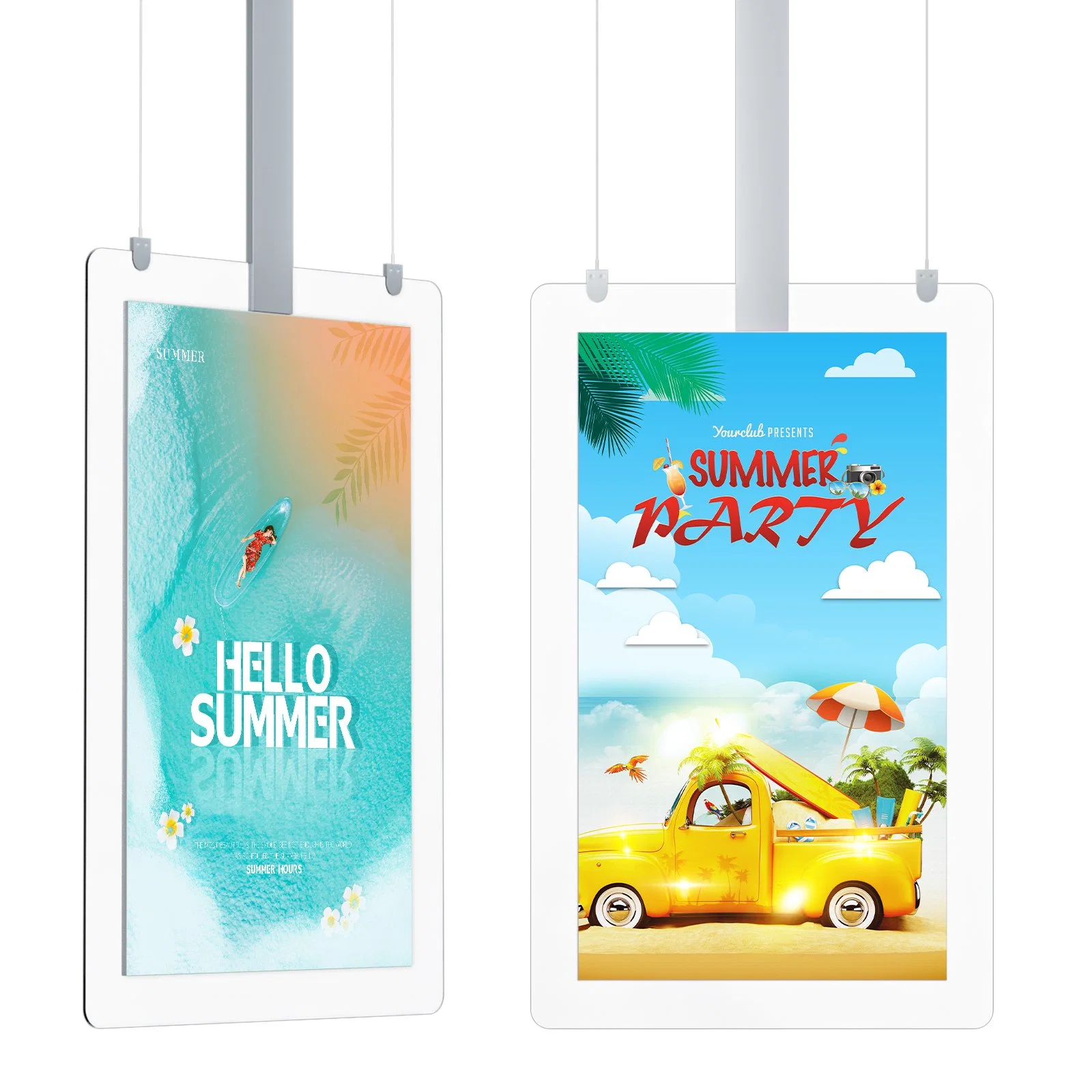 55' Indoor Transparent Hanging Ceiling Double Side Booth LCD Display Retail Store Window Display