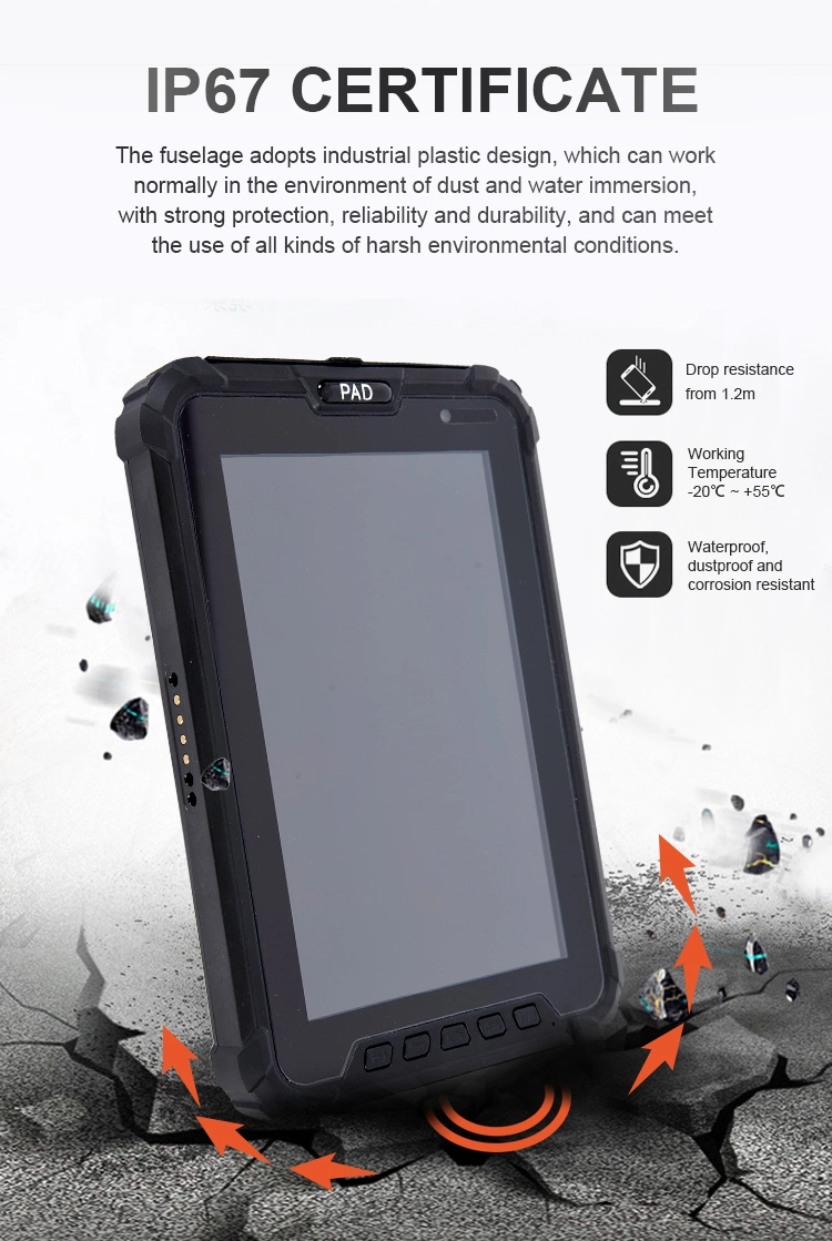 10.1 Inch G+G Capacitive Multi-Touch 10000mAh /3.7V Li-Polymer Battery IP65 Waterproof Rugged Tablet 8 Inch