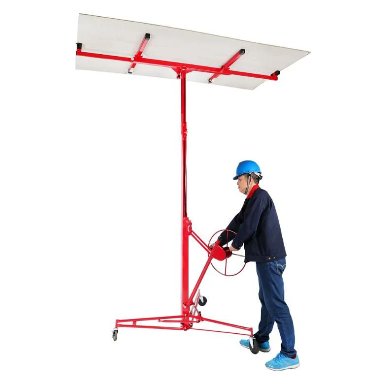 11 FT Drywall Lift Portable Sheetrock Lift Rolling Panel Hoist Jack Lifter Construction Tools with Adjustable Telescopic Arm Lockable Caster Wheel