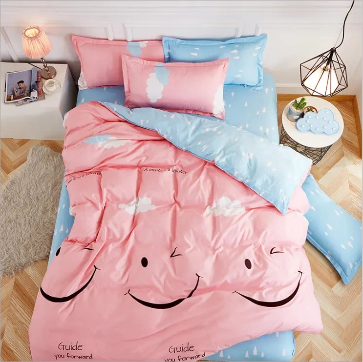 100% Polyester Print Solid Dyed 3/4 Pieces Twin Queen King Size Bedding Sets Duvet Cover Sets Flat Sheet Set for Home