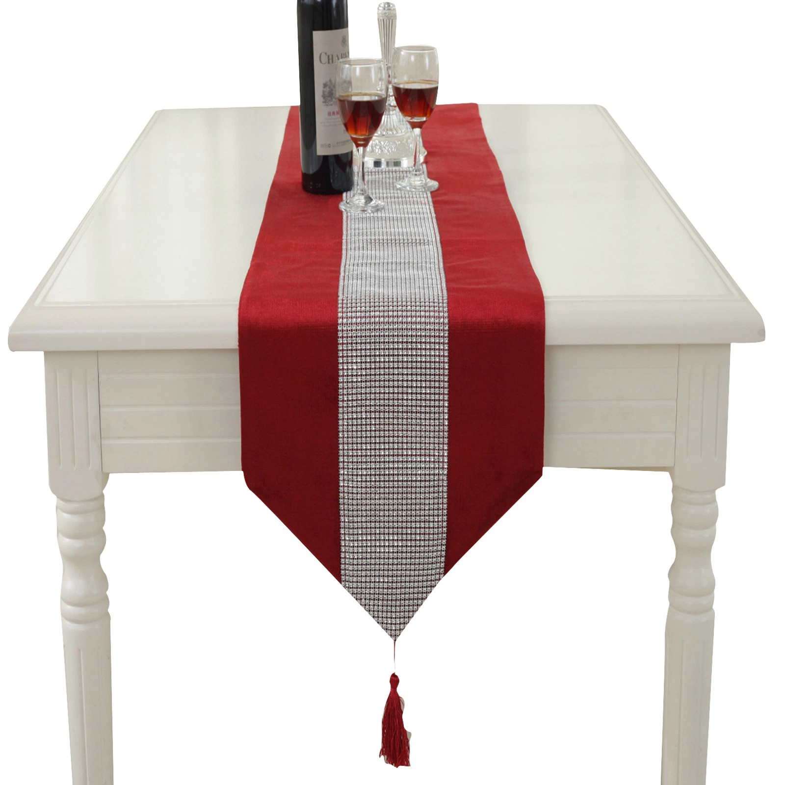 Velvet Table Runner / Placemat Set with Diamonds