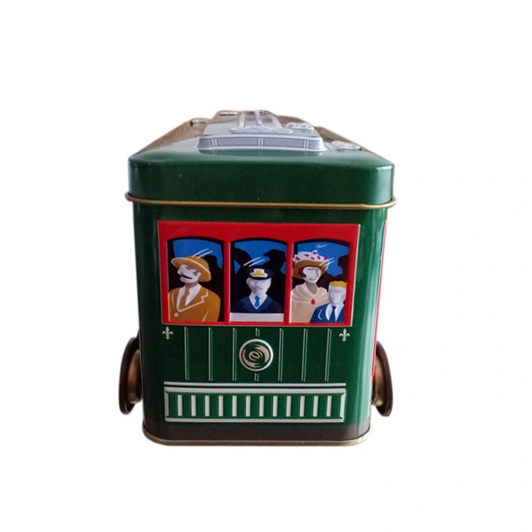 Empty Bus Shaped Candy Gift Tin with Embossing