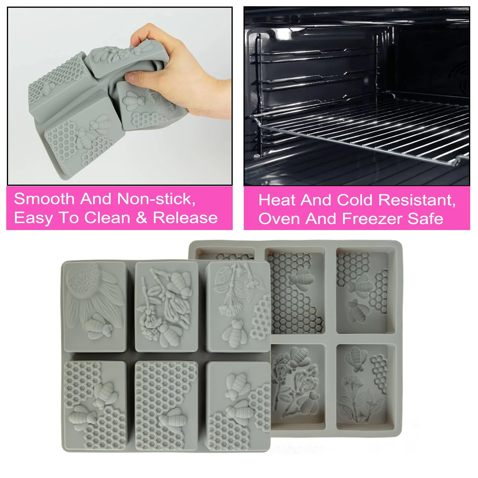 3D Honeybee Silicone Soap Set Homemade Craft Cake Chocolate Ice-Cube Tray Mold