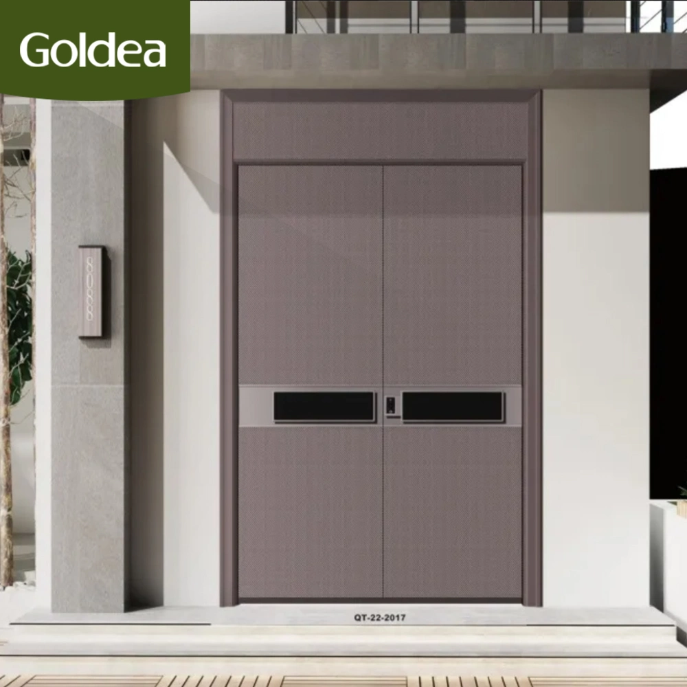 Outside Composite Toilet Simple Solid Wood Green Aluminium New Design Stainless Metal Steel Exterior Main Front Door