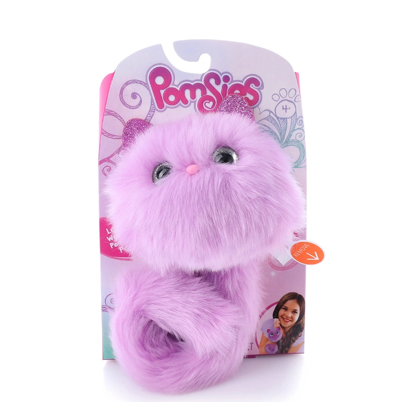 Rosa eléctrico Fluffy gato de peluche Juguete relleno para niños de peluche Muñeca de juguete