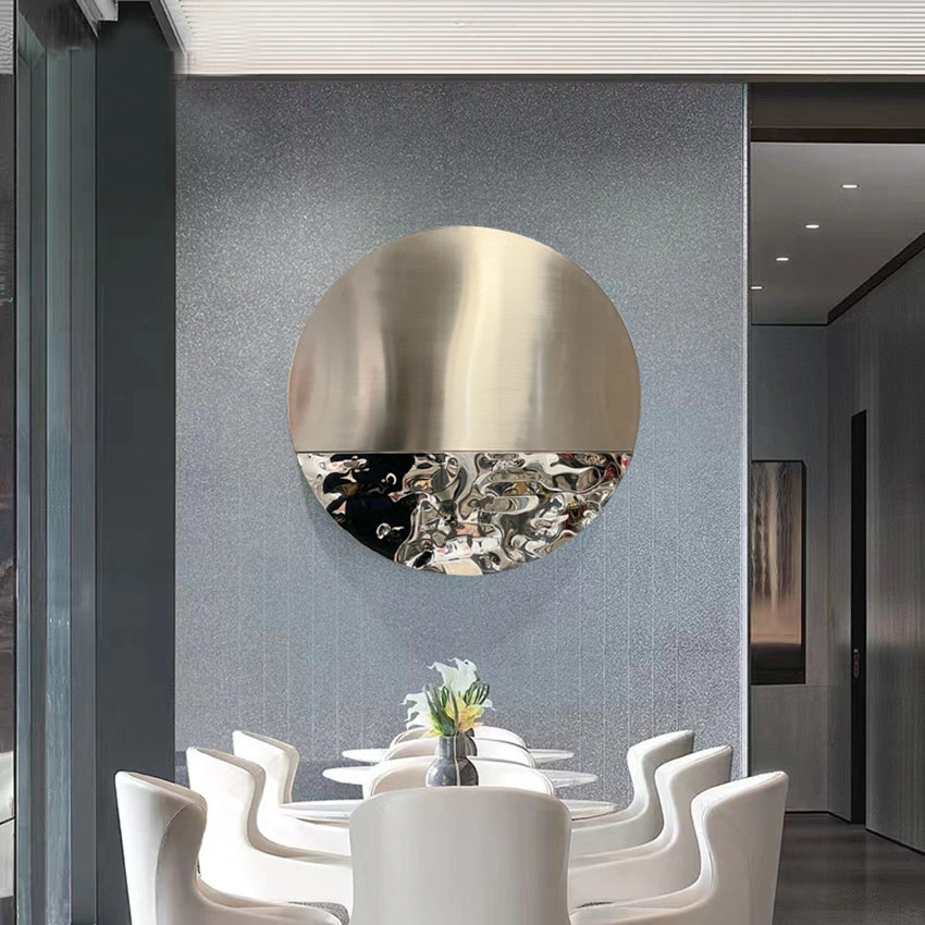Light Luxury Decorative Wall Mirror Stainless Steel Hotel Lobby Abstract Art Decoration