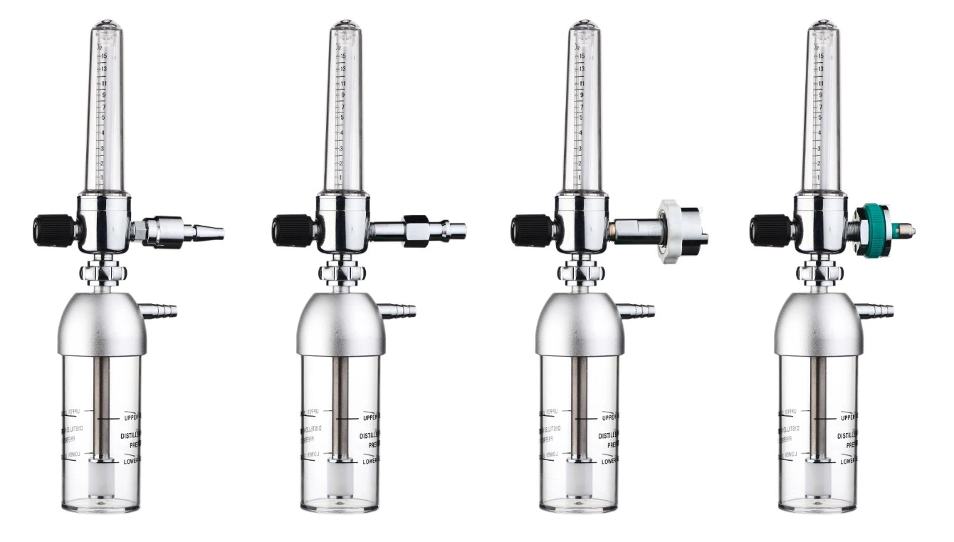 Aluminum Body Material Oxygen Flowmeter with Humidifier with Different Standard Adapter