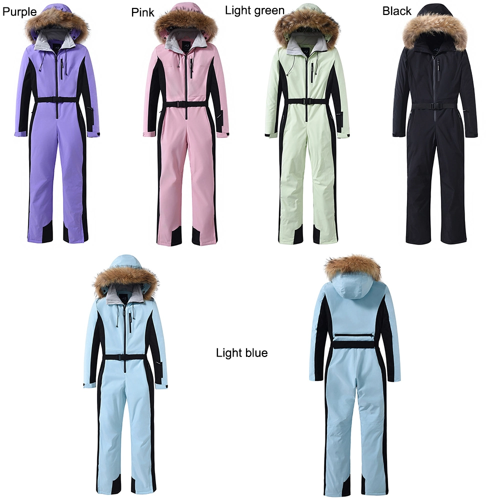 Wholesale/Supplier Outdoor Snow Wear with Fur Women One Piece Ski Suit