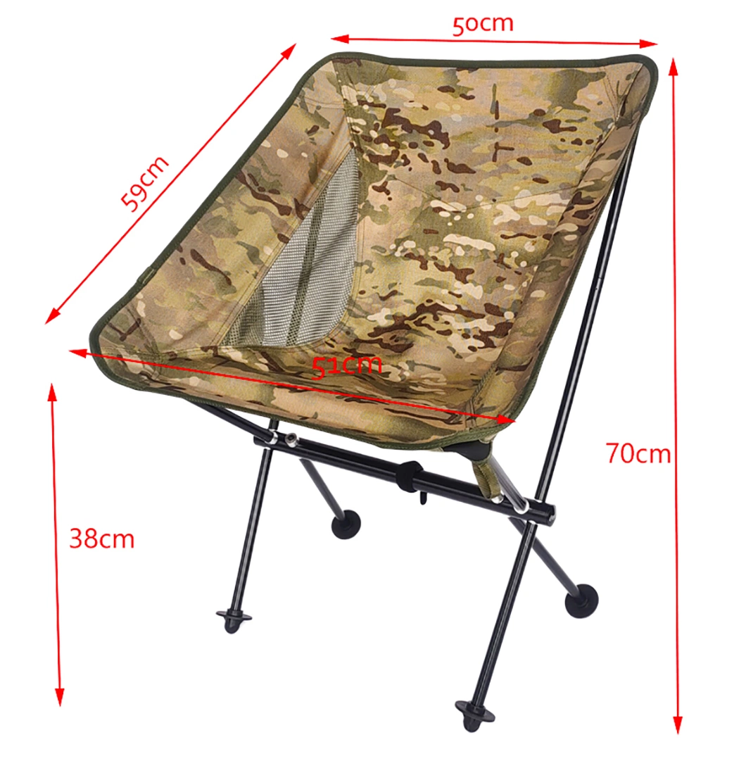 Diseño de camuflaje Mobiliario de exterior Picnic Beach Chair Fishing aluminio aleación Silla plegable