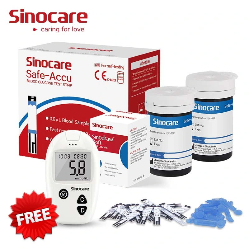 Sinocare Blood Glucose Meter CE Approved Diabetes Self Test at Home Hospital Digital Glucometer Smart Blood Sugar Glucose Meter