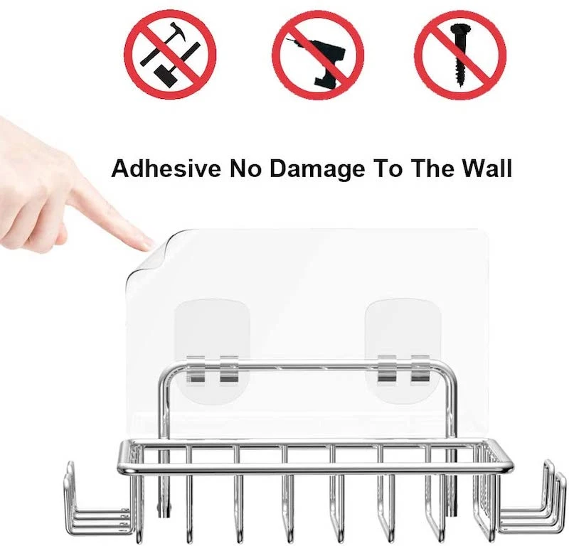 Stainless Steel Silver Adhesive Bathroom Fitting Set Accessory Soap Dish