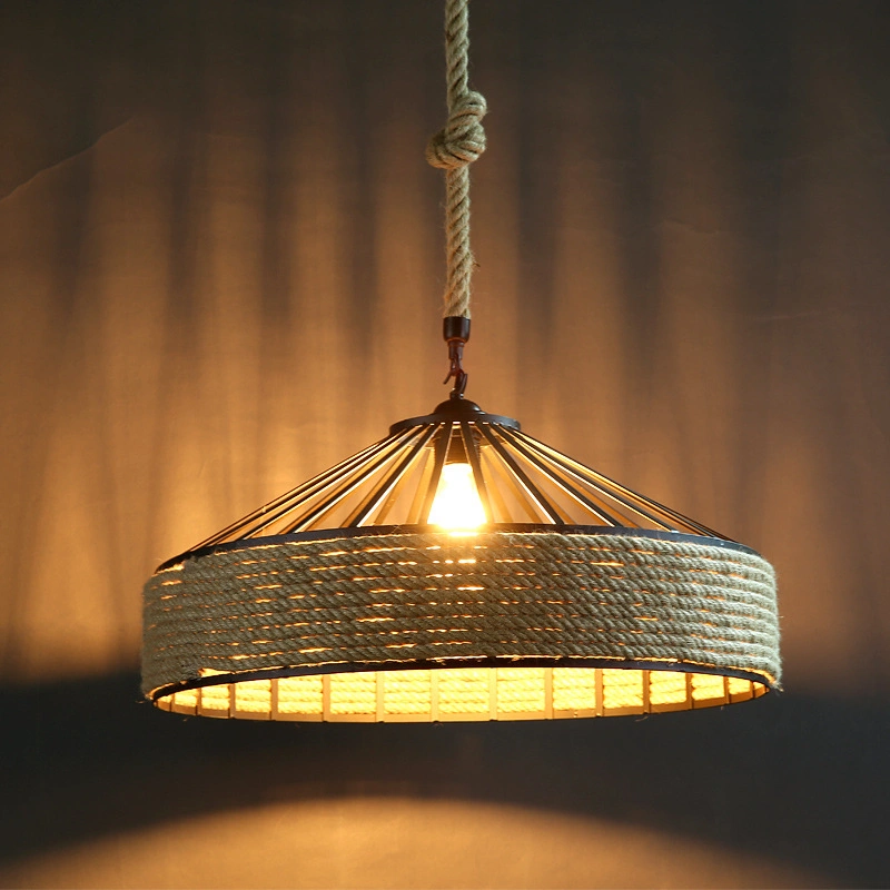 American Style Rural Hemp Rope Chandelier Industrial Style Bar Coffee Shop Light