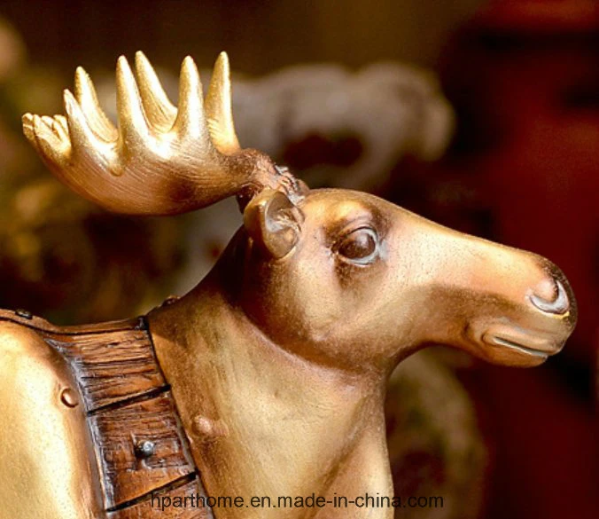 Startseite Dekor Antike Goldmoose Skulptur Polyresin Weihnachtsgeschenk Kunsthandwerk